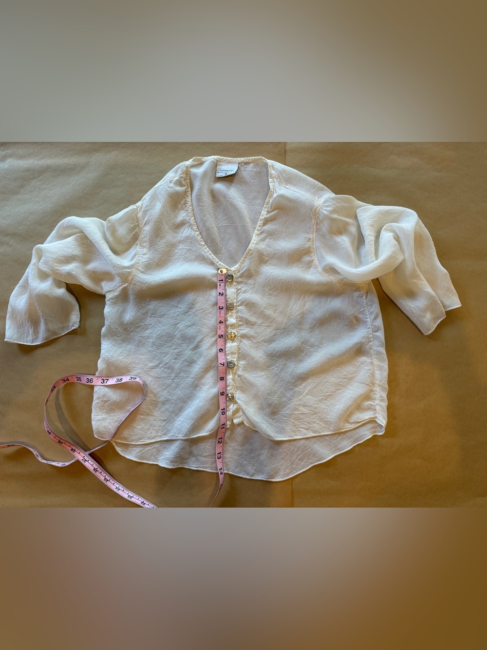 Women's Cream Button-Front High-Low Blouse - Picture 7 of 9